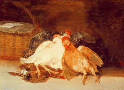 Still Life with dead chickens and a wicker basket by Francisco de Goya