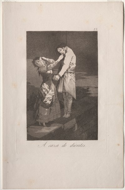 Caprichos: Out Hunting for Teeth by Francisco de Goya