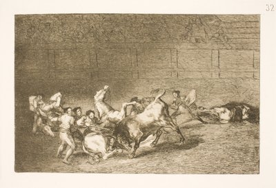 Two Picadors Being Overturned One by One by a Single Bull by Francisco de Goya