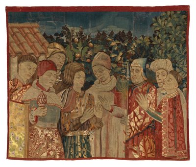 Unidentified Tapestry Fragment with Eight Figures, A Disputation Possibly, 2nd Half of 15th Century by Franco-Flemish School