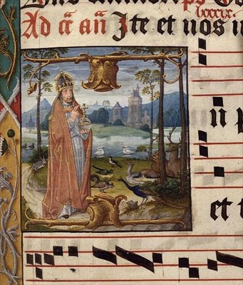 God Surrounded by Birds and Animals, Antiphon for Septuagesima (3rd Sunday before Lent), c.1490-1500 by Franco Flemish School