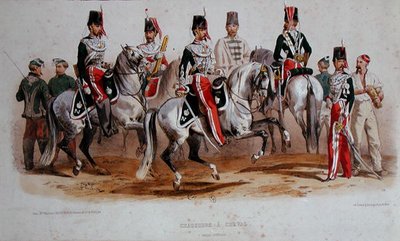 French Cavalrymen at the time of the Second Empire by Francois Hippolyte (after) Lalaisse