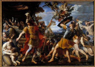 Enee and His Companions Fighting the Harpies by Francois Perrier