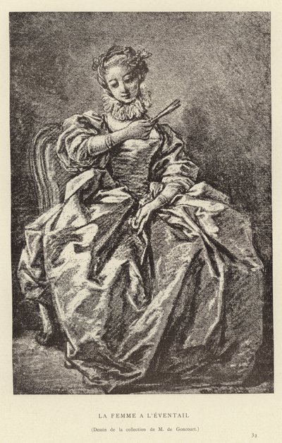 The Woman with the Fan by Francois (after) Boucher