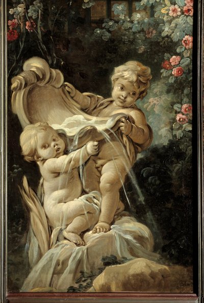 Door panel of the living room Demarteau: fountain with two loves by François Boucher