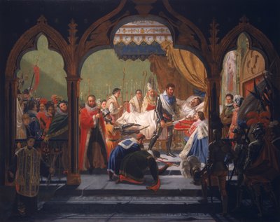 Henri IV (1553-1610) Receiving the Attributes of Monarchy from the Dying Henri III (1551-1589) by Francois Buffet