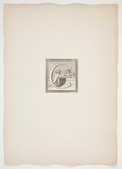 C Monogram with Putti by Francois Chauveau