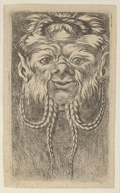 Satyr Mask with Overlapping Horns and Four Braided Strands of Beard by Francois Chauveau