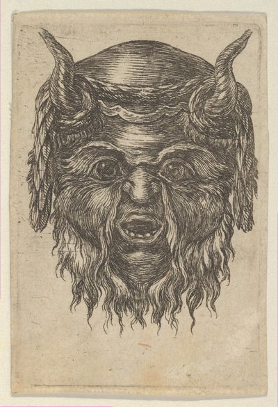 Satyr Mask with a Laurel Wreath Draped Over the Horns, from Divers Masques, ca. 1635-45 by Francois Chauveau