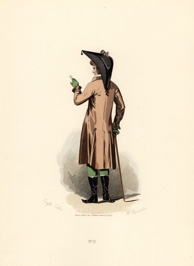 Man in hazelnut colour coat with monocle by Francois Claudius (after) Compte Calix