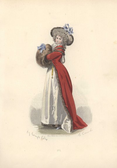 Woman with Large Fur Muff, Era of Marie Antoinette by Francois Claudius Compte Calix