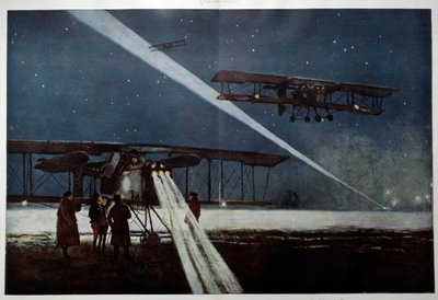 First World War: Departure of a squadron for a night bombing in 1918 by Francois Flameng