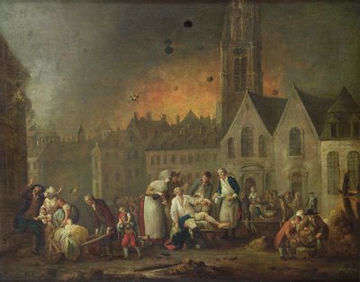 The Grand Place in Lille During the Siege of 1792 by Francois Louis Joseph Watteau
