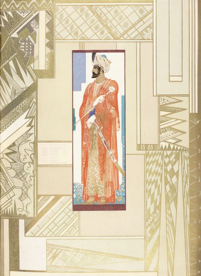 Man in a turban, with modern design surround by Francois Louis Schmied