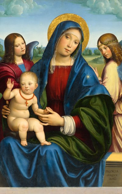 Madonna and Child with Two Angels, c.1495-1500 by Francois Louis Thomas Francia