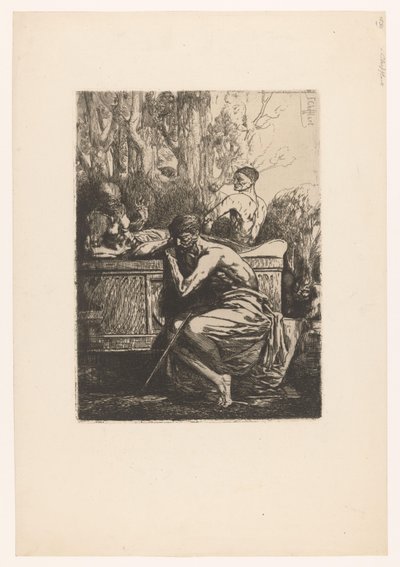 Classical Scene with Men Around a Sarcophagus by Francois Nicolas Chifflart