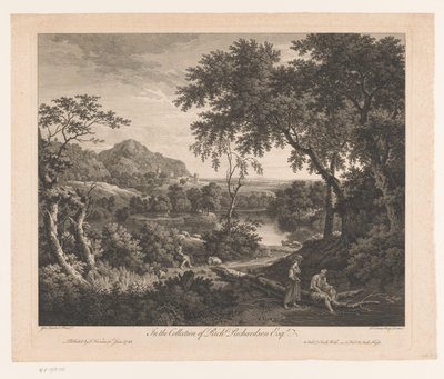 Landscape with Shepherd and Two Figures by a Pool by Francois Vivares
