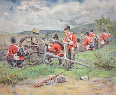 British Troops Working a Maxim Machine Gun During Manoeuvres by Frank Algenon Stewart