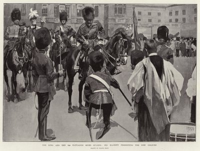The King and the 3rd Battalion Scots Guards, His Majesty Presenting the New Colours by Frank Craig
