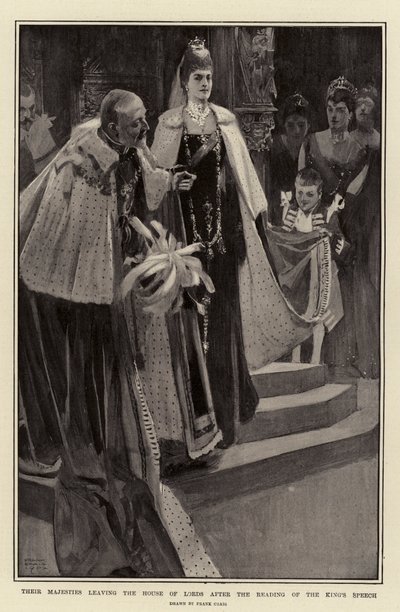 Their Majesties leaving the House of Lords after the Reading of the King