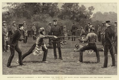 Bayonet-Fighting at Aldershot, a Bout between the Teams of the South Wales Borderers and the Welsh Regiment by Frank Dadd