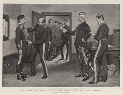 Fitting New Uniforms, a Scene at the Depot of the Royal Horse Artillery by Frank Dadd