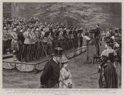 The Headquarters of British Military Music, the Kneller Hall Band Performing at Whitton Park by Frank Dadd