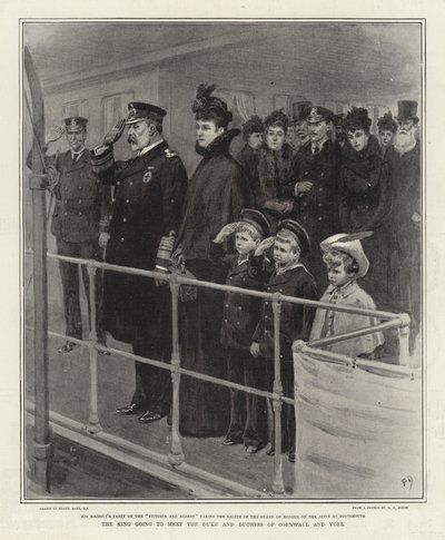 The King going to meet the Duke and Duchess of Cornwall and York by Frank Dadd