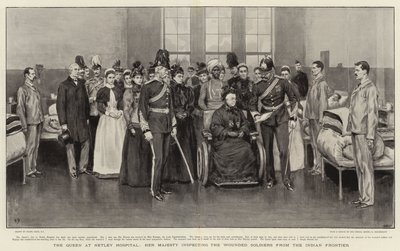 The Queen at Netley Hospital, Her Majesty Inspecting the Wounded Soldiers from the Indian Frontier by Frank Dadd