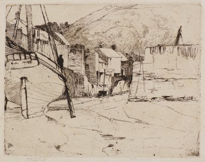 Polperro Harbour with Bridge by Frank and Goulding Frederick Short