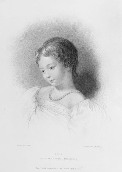 Portrait of Augusta Ada Byron (engraved by W. H. Mote) by Frank Stone
