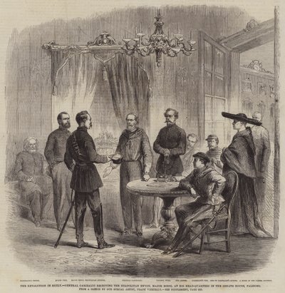 The Revolution in Sicily, General Garibaldi receiving the Neapolitan Envoy, Major Bosco, at his Headquarters in the Senate House, Palermo by Frank Vizetelly