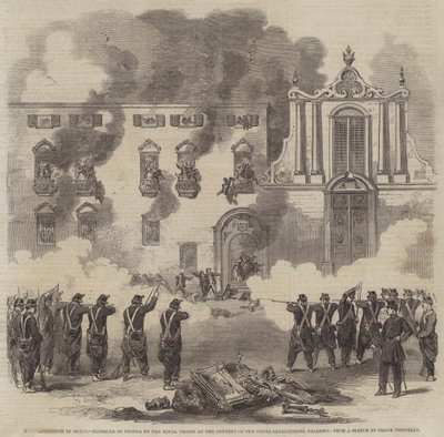 The Revolution in Sicily, Massacre of People by the Royal Troops at the Convent of the White Benedictines, Palermo by Frank Vizetelly