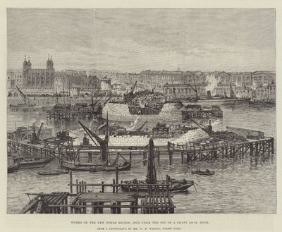 Works of the New Tower Bridge, seen from the Top of a Shaft 100ft High by Frank Watkins