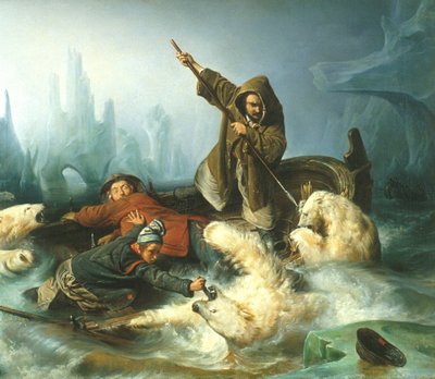 Fight with Polar Bears by François Auguste Biard