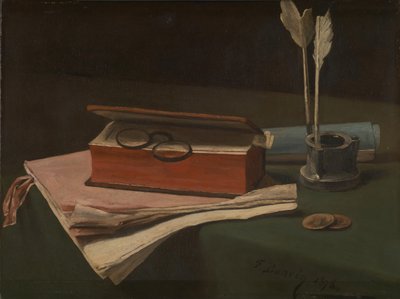 Still Life with Book, Papers and Inkwell, 1876 by François Bonvin