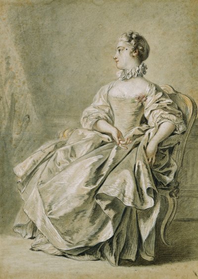 A Young Woman Seated in Profile to the Left by François Boucher