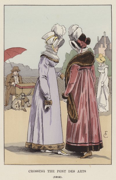 Crossing the Pont des Arts, 1816 by François Courboin