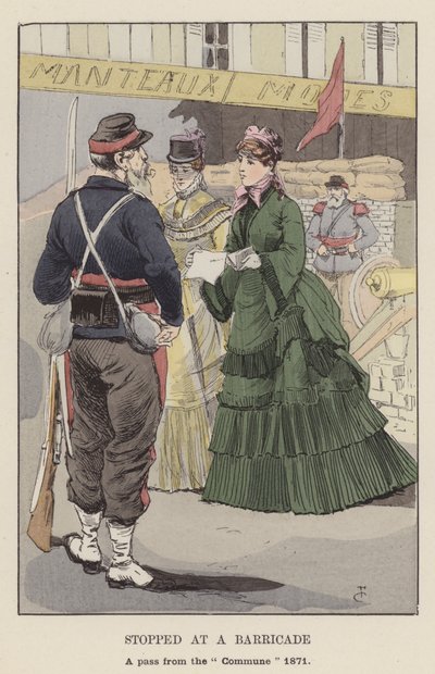 Stopped at a Barricade, a pass from the Commune by François Courboin