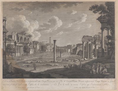 View of the Campo Vaccino, with the Colosseum in the Background and the Ruins of the Temple of Venus and Roma by François Morel
