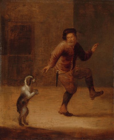 A Man Dancing with a Dog by François Verwilt (attributed to)