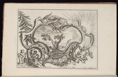 Cartouche with Bird and Sun, Book of Irregular Cartouches by François de Cuvilliés the Elder