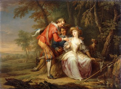 Amorous allegorical Scenes in wooded Landscapes by Frans Christoph Janneck