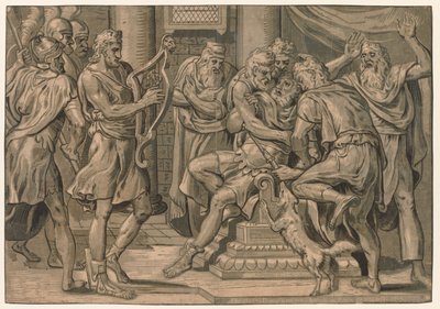 David Playing the Harp before Saul, 1555 by Frans Floris