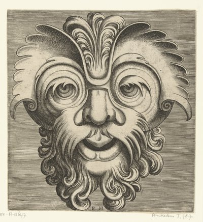 Mask with Beard and Mustache with Curls, a Tuft of Curls Resting on the Bridge of the Nose by Frans Huys