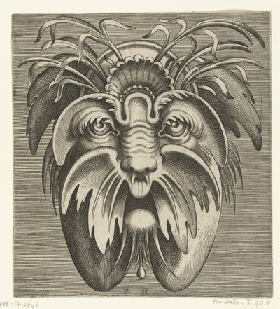 Mask with Sagging Cheeks and a Mustache, with Grasses in the Hair by Frans Huys