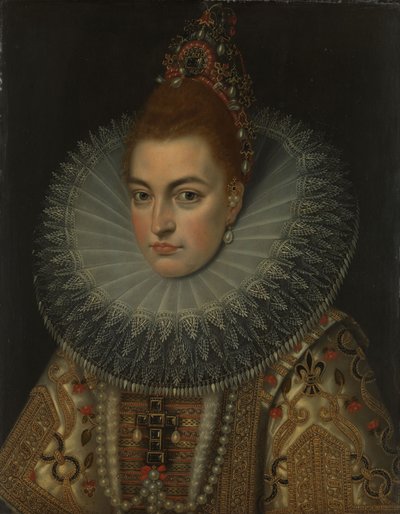 Portrait of Archduchess Isabella Clara Eugenia (1566-1633, Infanta of Spain) by Frans II (studio of) Pourbus