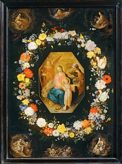 The Holy Family Surrounded by a Garland of Flowers by Frans II the Younger Francken