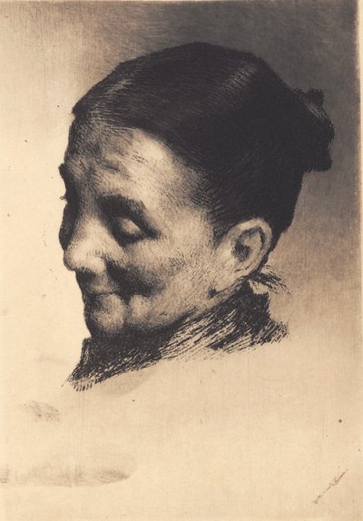 Head of an Elderly Woman with Downward Gaze, Facing Left by Frans Schwartz