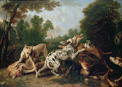 Dogs Fighting in a Wooded Clearing by Frans Snyders or Snijders